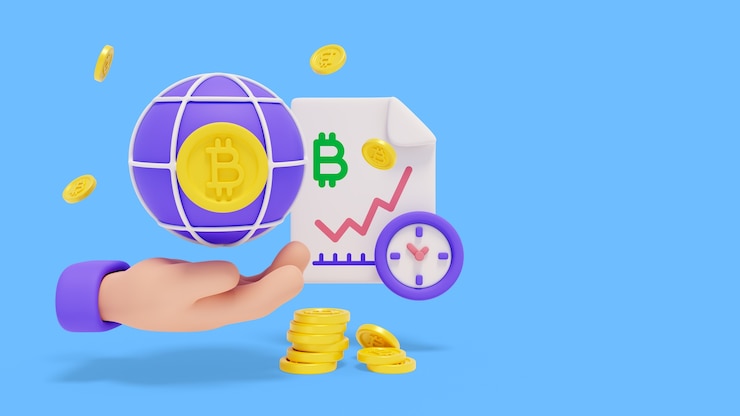 Free PSD 3d rendering of bitcoin