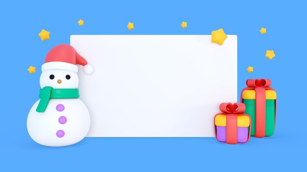 3d rendering of blank christmas banner