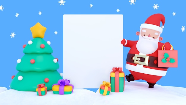 3d rendering of blank christmas banner