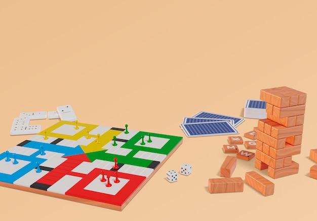 3D-рендеринг настольных игр натюрмортов