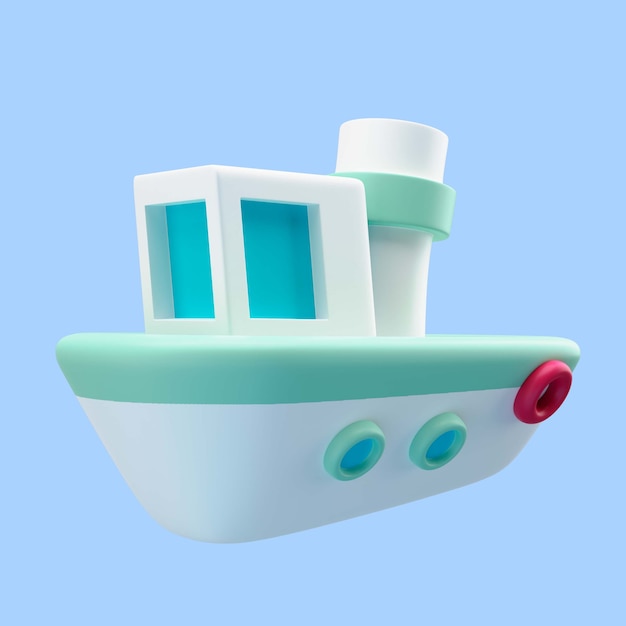 Free PSD 3d rendering of boat travel icon