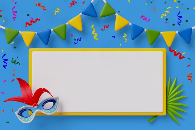 3d rendering of brazilian carnival sales blank banner background