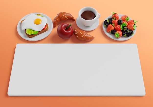 PSD gratuito rendering 3d dello sfondo del banner vuoto delle vendite di colazione