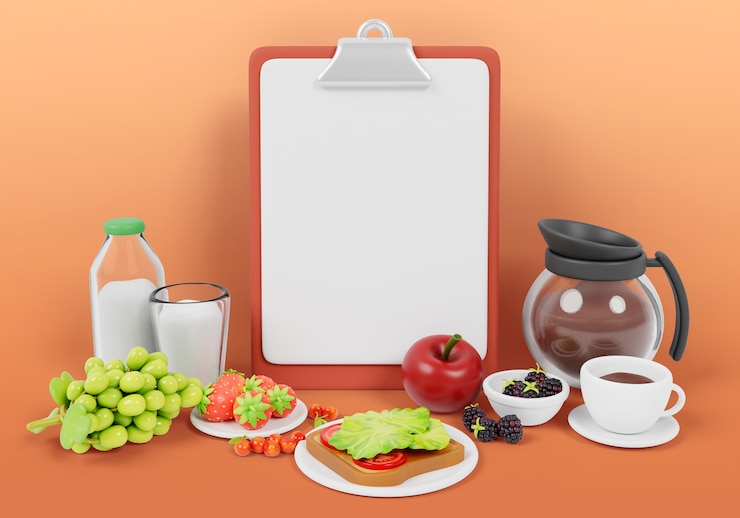 Free PSD 3d rendering of breakfast sales blank banner background