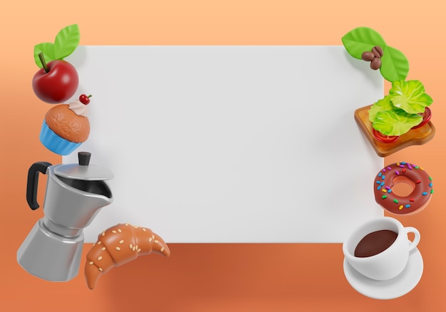 3d rendering of breakfast sales blank banner background