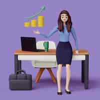 Free PSD 3d rendering of business woman