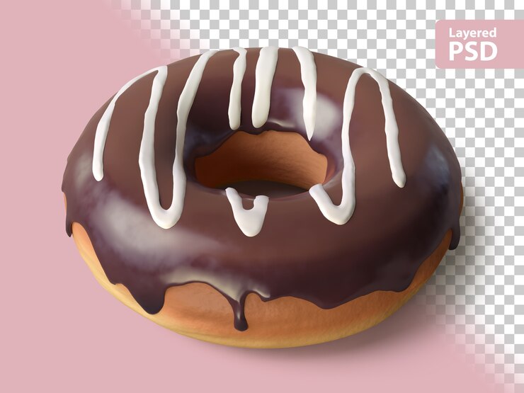 Free PSD 3d rendering of a chocolate donut