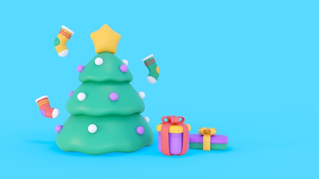 Free PSD 3d rendering of christmas background with icons