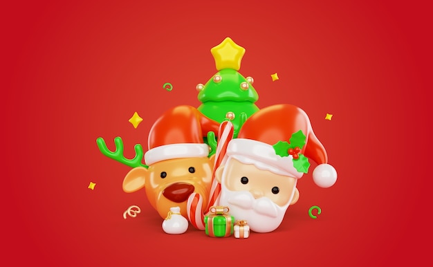 Free PSD 3d rendering of  christmas background