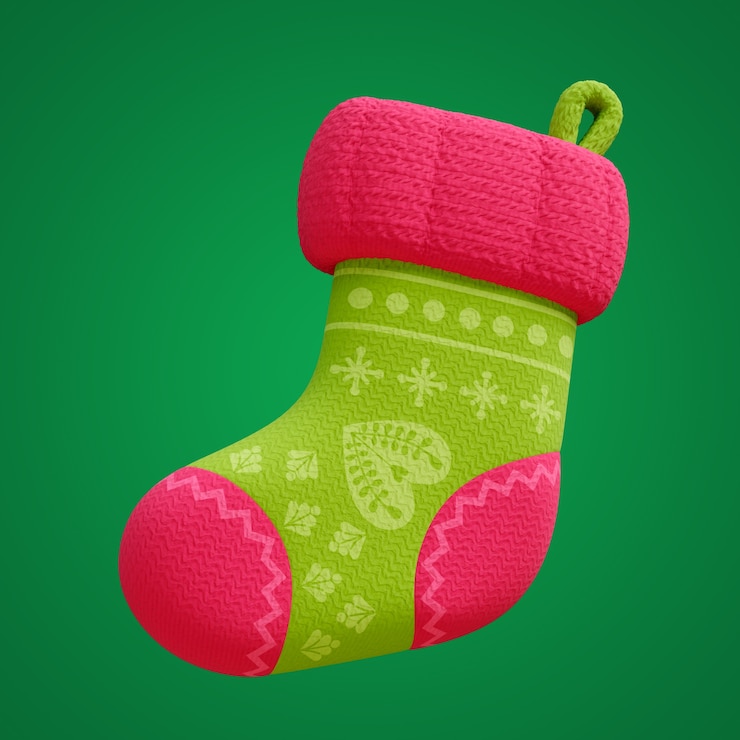 Free PSD 3d rendering of christmas sock icon design