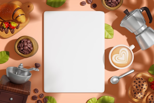 3d rendering of  coffee time sales blank banner background