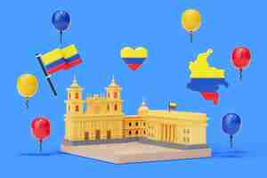 Free PSD 3d rendering of colombia background