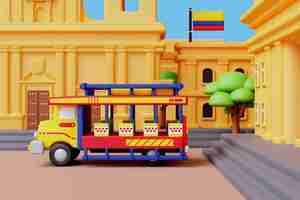 PSD gratuito rappresentazione 3d del bus colombiano