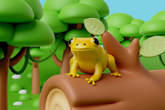 Free PSD 3d rendering of colombian frog