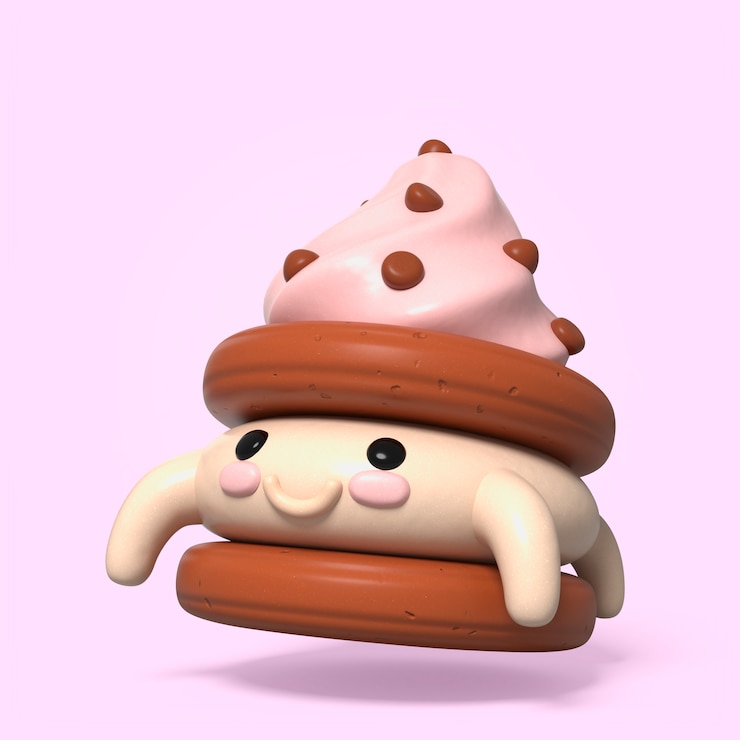 Free PSD 3d rendering of cute creature icon