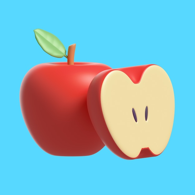 Free PSD 3d rendering of delicious apple