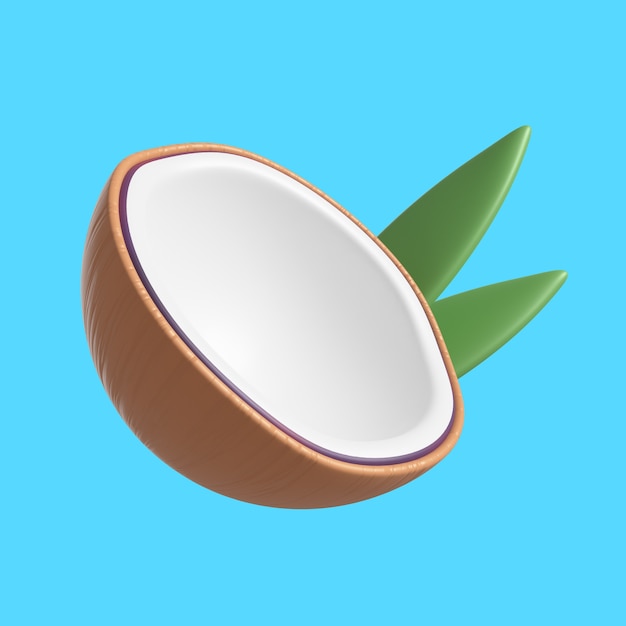 Free PSD 3d rendering of delicious coconut