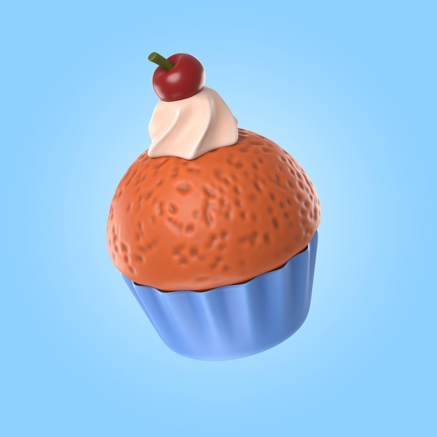 Free PSD 3d rendering of delicious cupcake