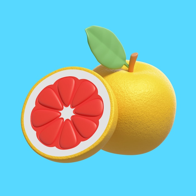 Free PSD 3d rendering of delicious grapefruit