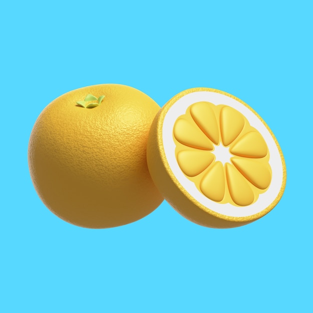 Free PSD 3d rendering of delicious orange