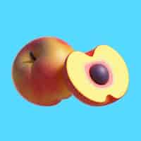 Free PSD 3d rendering of delicious peach