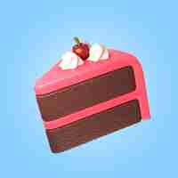 Free PSD 3d rendering of delicious piece of cake