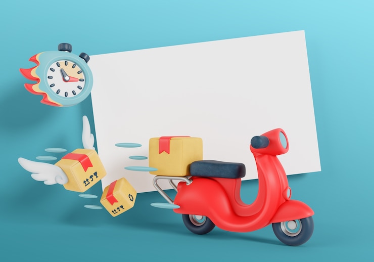 Бесплатный PSD 3d-рендеринг пустого баннера с продажей доставки