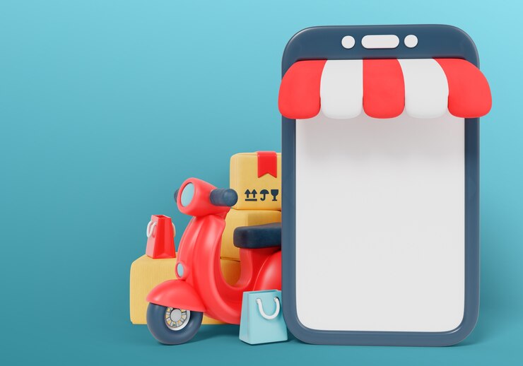 Free PSD 3d rendering of delivery sales blank banner