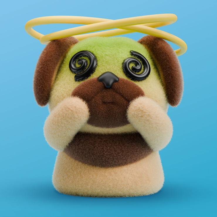 Free PSD 3d rendering of dog emoji icon