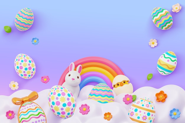 Free PSD 3d rendering of easter background