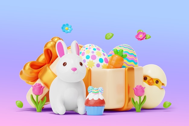 PSD gratuito rappresentazione 3d del fondo di pasqua