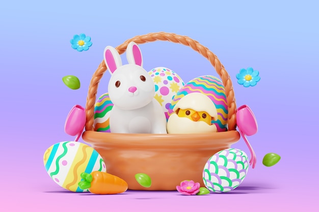 Free PSD 3d rendering of easter background