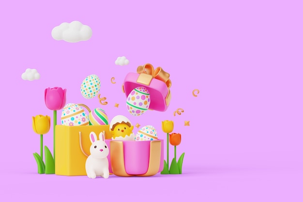 3d rendering of easter sales background