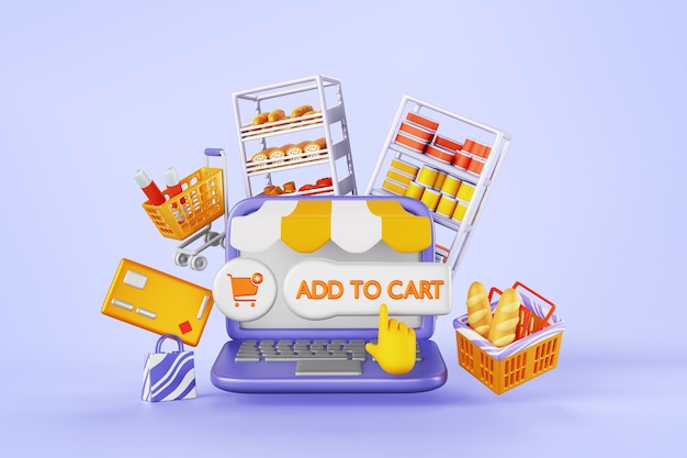 Rendering 3d dello sfondo dell'e-commerce