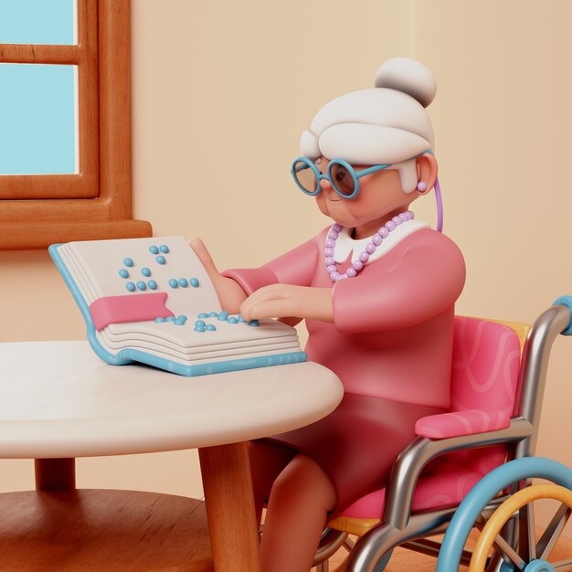 3d rendering of elderly woman character