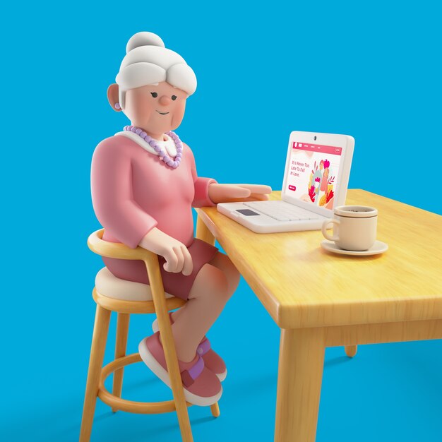 3d rendering of elderly woman
