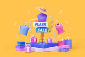 Free PSD 3d rendering of fashion sales background