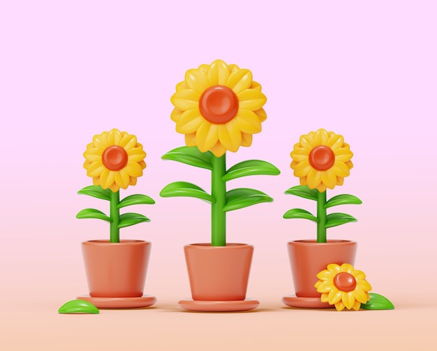 3d rendering of flowers still life background