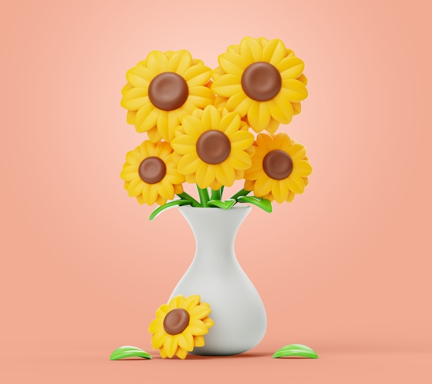 Free PSD 3d rendering of flowers still life