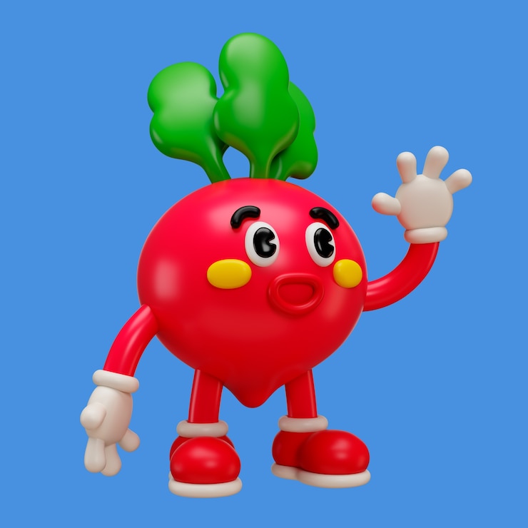 Free PSD 3d rendering of food  friend character
