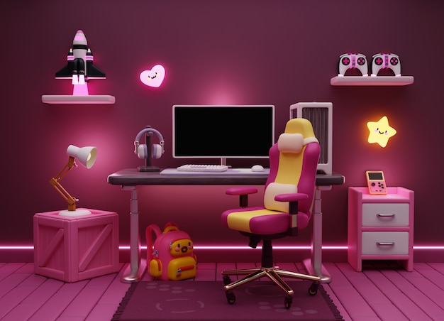 3D-рендеринг иллюстрации игровой комнаты