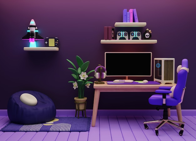 3D-рендеринг иллюстрации игровой комнаты