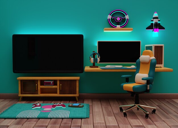 3D-рендеринг иллюстрации игровой комнаты