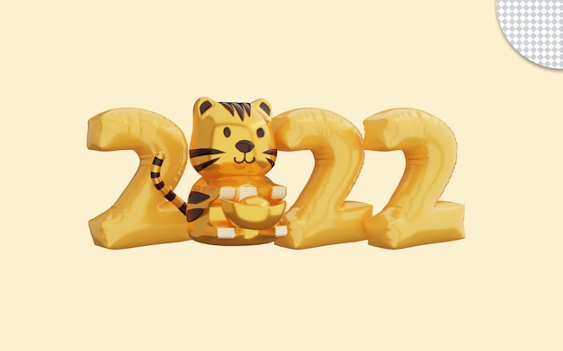 3d rendering of golden happy chinese new year 2022