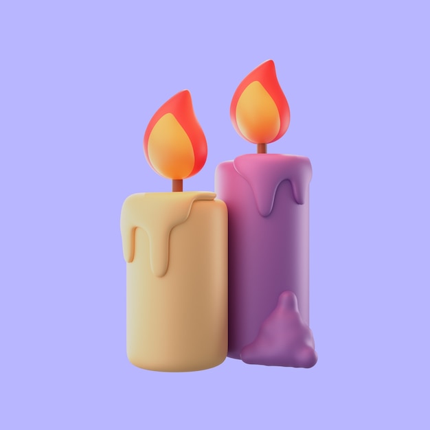 PSD gratuito rendering 3d dell'icona delle candele di halloween