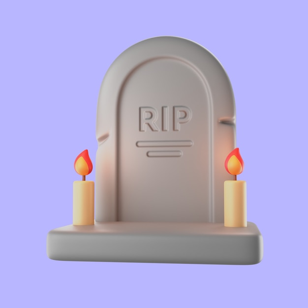 Free PSD 3d rendering of halloween grave stone icon