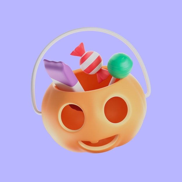 Free PSD 3d rendering of halloween jack o lantern icon