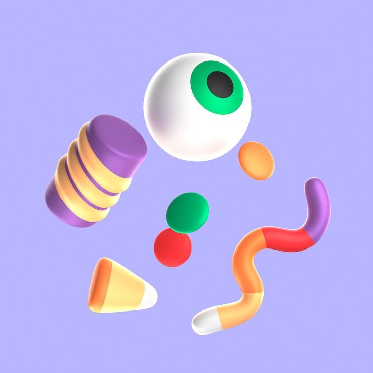Free PSD 3d rendering of halloween sweets icon