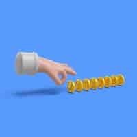 Free PSD 3d rendering of hands with money