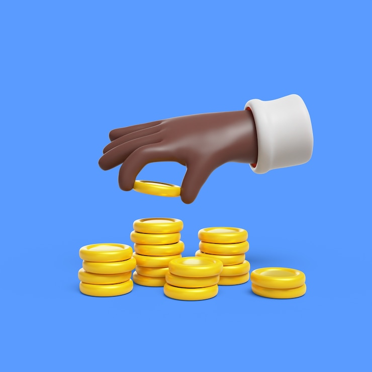 Free PSD 3d rendering of hands with money
